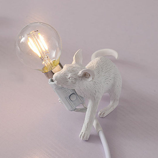 Kids Style Mouse Shaped Table Lamp – Resin Bedside Night Light for Decoration