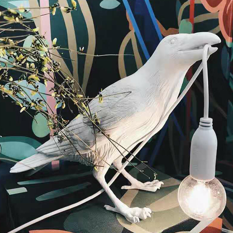 Artistic Bird Shaped Table Lamp - Creative Resin Nightstand Light for Bedroom