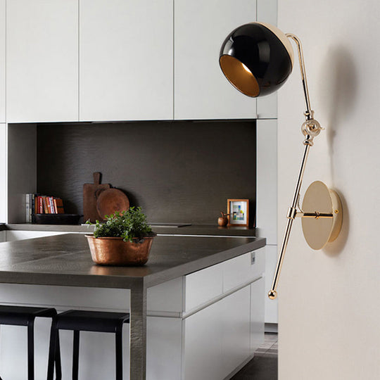 Retro Orb Metal Wall Sconce Light with Swing Arm in Black – Kitchen Lighting