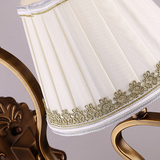 Traditional Gold Pleated Wall Sconce with Crystal Accent - Fabric Shade, Half Bulb, Ideal for Living Room