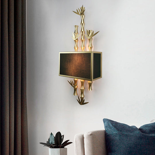 Rustic Metal Rectangle Sconce - 1 Light Wall Mounted Lamp for Living Room - Black/White