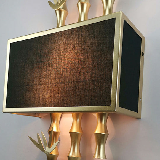 Rustic Metal Rectangle Sconce - 1 Light Wall Mounted Lamp for Living Room - Black/White