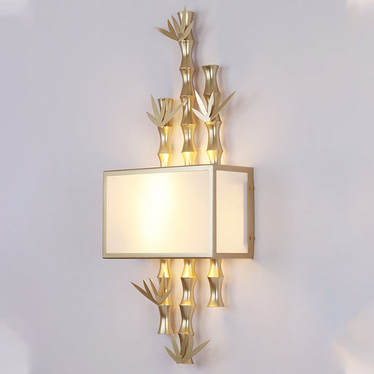 Rustic Metal Rectangle Sconce - 1 Light Wall Mounted Lamp for Living Room - Black/White