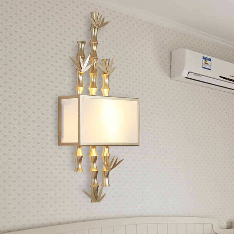 Rustic Metal Rectangle Sconce - 1 Light Wall Mounted Lamp for Living Room - Black/White