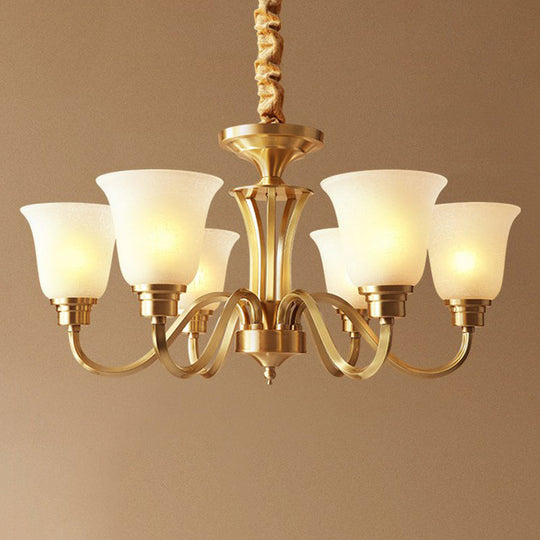 Brass Chandelier Pendant Light with Traditional Flared Design