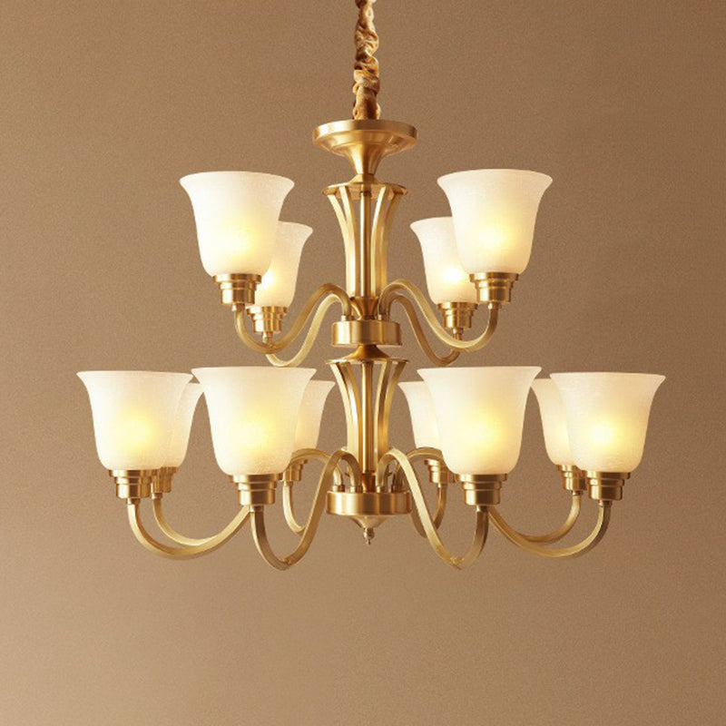 Brass Chandelier Pendant Light with Traditional Flared Design