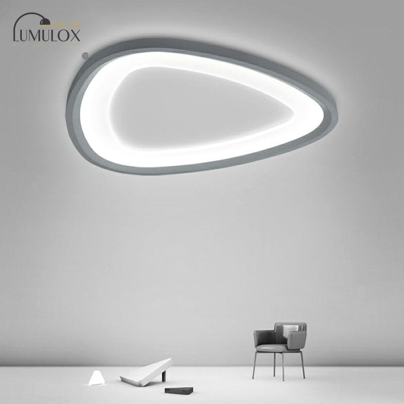 Minimalistic Dark Grey Droplet LED Flushmount Ceiling Light for Bedrooms - Modern Metal Design