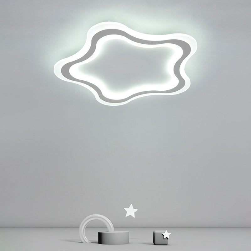 Kids' Cartoon Acrylic LED Flushmount Ceiling Light with White Pentacle Design