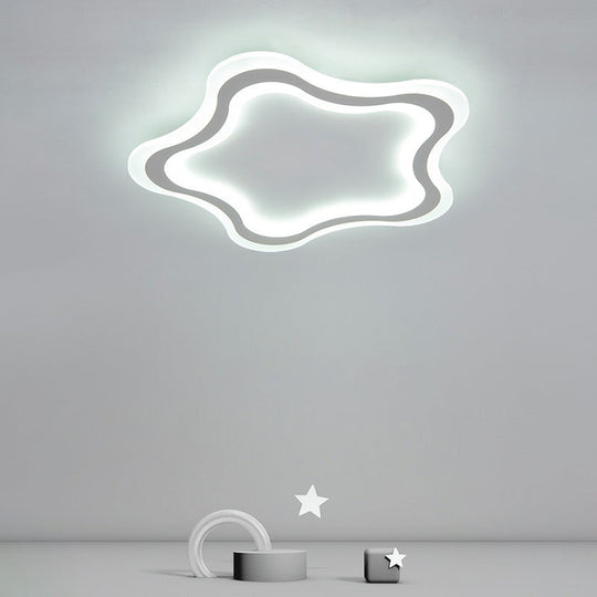 Kids' Cartoon Acrylic LED Flushmount Ceiling Light with White Pentacle Design