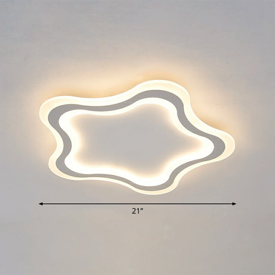 Kids' Cartoon Acrylic LED Flushmount Ceiling Light with White Pentacle Design