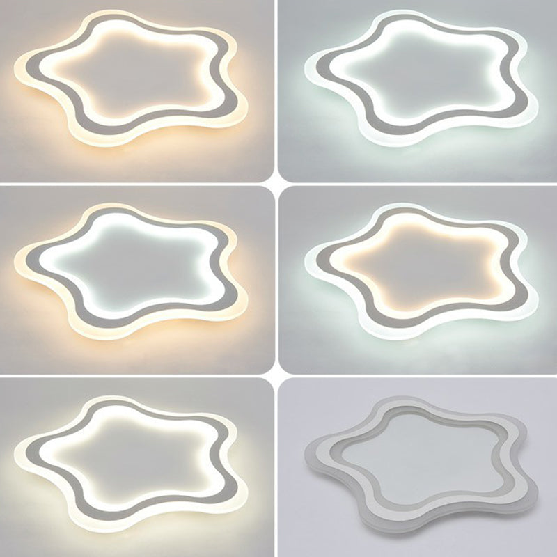 Kids' Cartoon Acrylic LED Flushmount Ceiling Light with White Pentacle Design