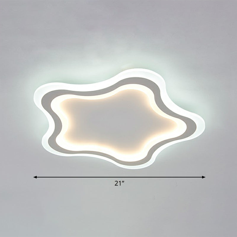 Kids' Cartoon Acrylic LED Flushmount Ceiling Light with White Pentacle Design