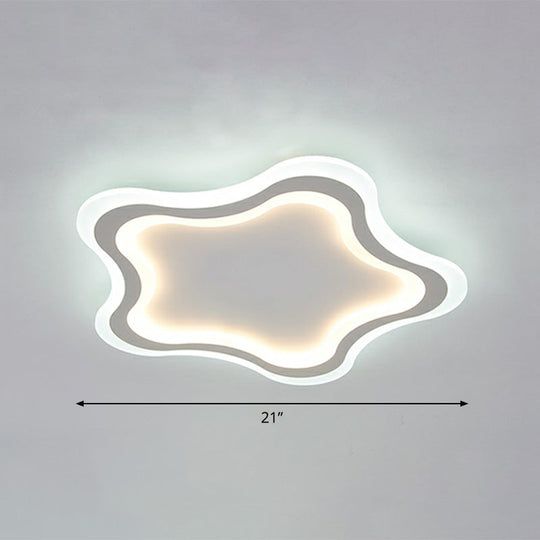 Kids' Cartoon Acrylic LED Flushmount Ceiling Light with White Pentacle Design