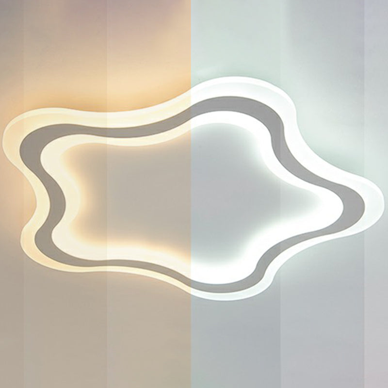 Kids' Cartoon Acrylic LED Flushmount Ceiling Light with White Pentacle Design