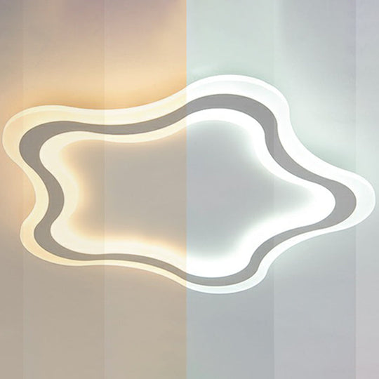 Kids' Cartoon Acrylic LED Flushmount Ceiling Light with White Pentacle Design