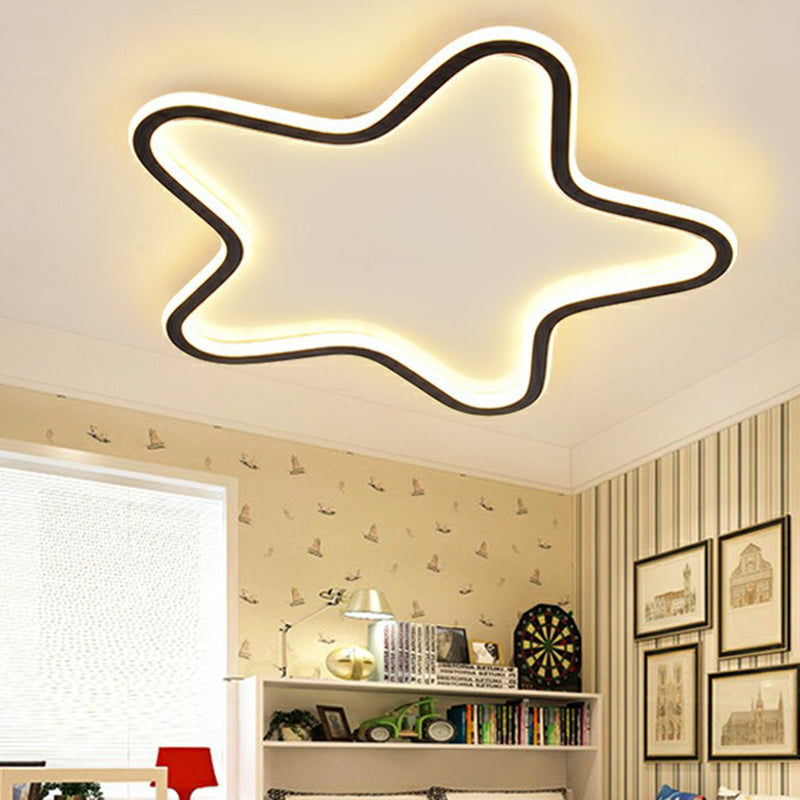 Simplicity Star Flush Mount LED Ceiling Light for Kids' Room in Black Acrylic