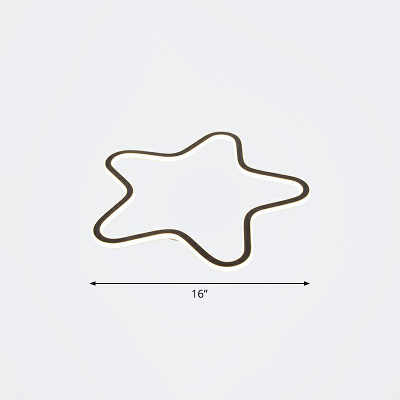 Simplicity Star Flush Mount LED Ceiling Light for Kids' Room in Black Acrylic