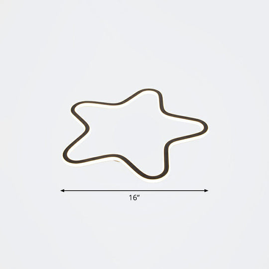 Simplicity Star Flush Mount LED Ceiling Light for Kids' Room in Black Acrylic