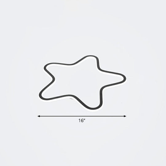 Simplicity Star Flush Mount LED Ceiling Light for Kids' Room in Black Acrylic