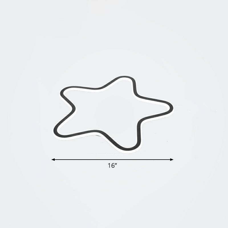 Simplicity Star Flush Mount LED Ceiling Light for Kids' Room in Black Acrylic