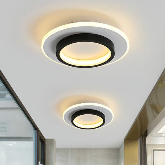 Modern Black Geometric LED Ceiling Flush Light - Nordic Metal Fixture for Aisle