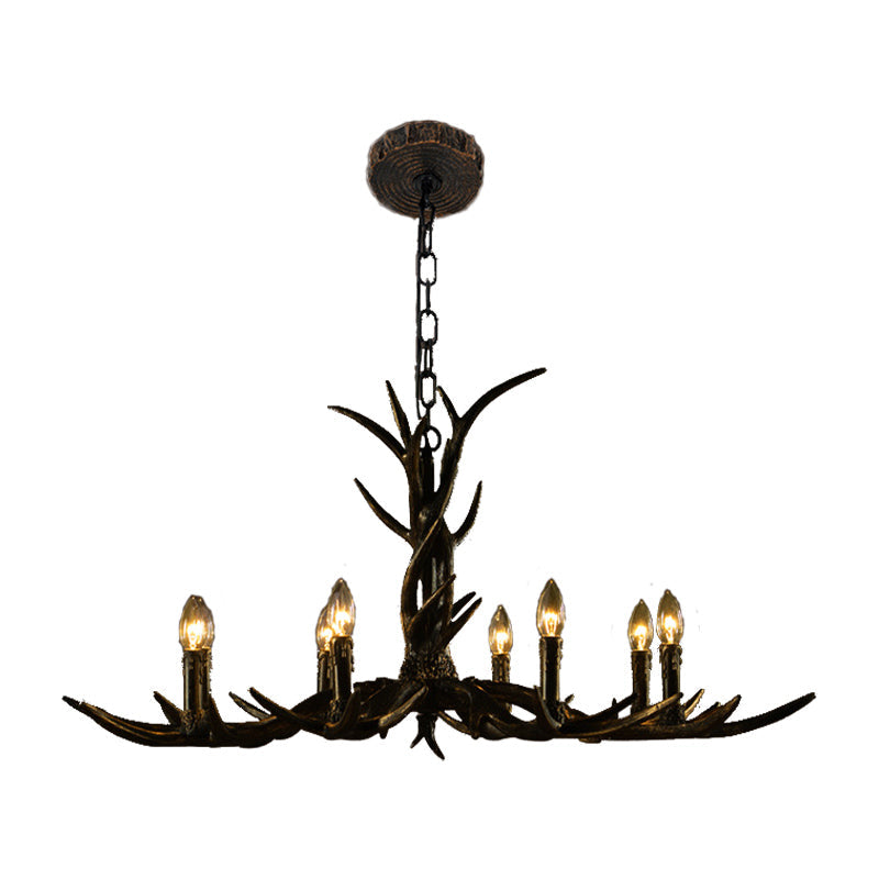 Rustic Brass Resin Antler Chandelier – 6/8/10-Light Pendant for Living & Study Rooms