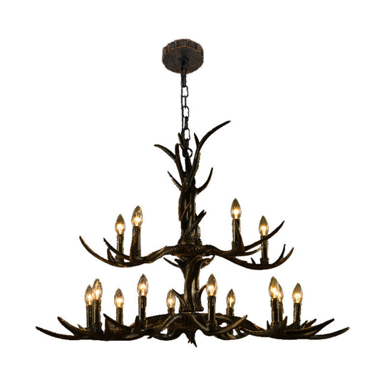 Rustic Brass Resin Antler Chandelier – 6/8/10-Light Pendant for Living & Study Rooms