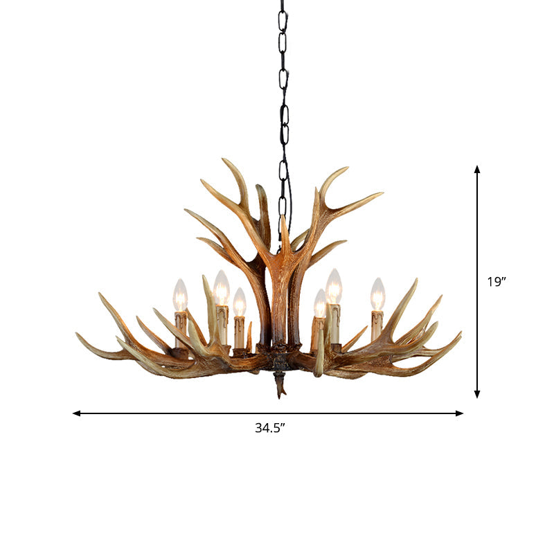 6/8/10 Lights Resin Chandelier Lamp Farmhouse Brown Deer Antler Kitchen Down Lighting Pendant