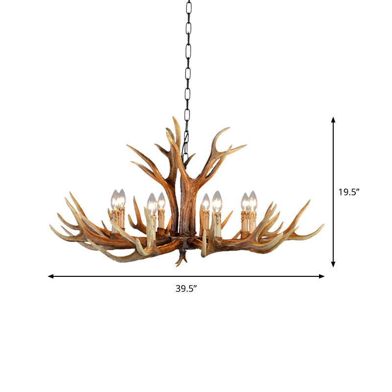 6/8/10 Lights Resin Chandelier Lamp Farmhouse Brown Deer Antler Kitchen Down Lighting Pendant