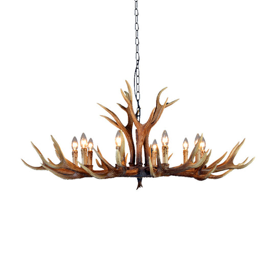 6/8/10 Lights Resin Chandelier Lamp Farmhouse Brown Deer Antler Kitchen Down Lighting Pendant