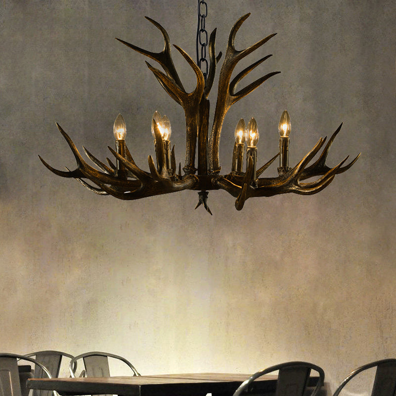 Rustic Resin Chandelier - Black Candle Pendant, 6/8/10 Heads - Perfect for Restaurants, Hanging Ceiling Light