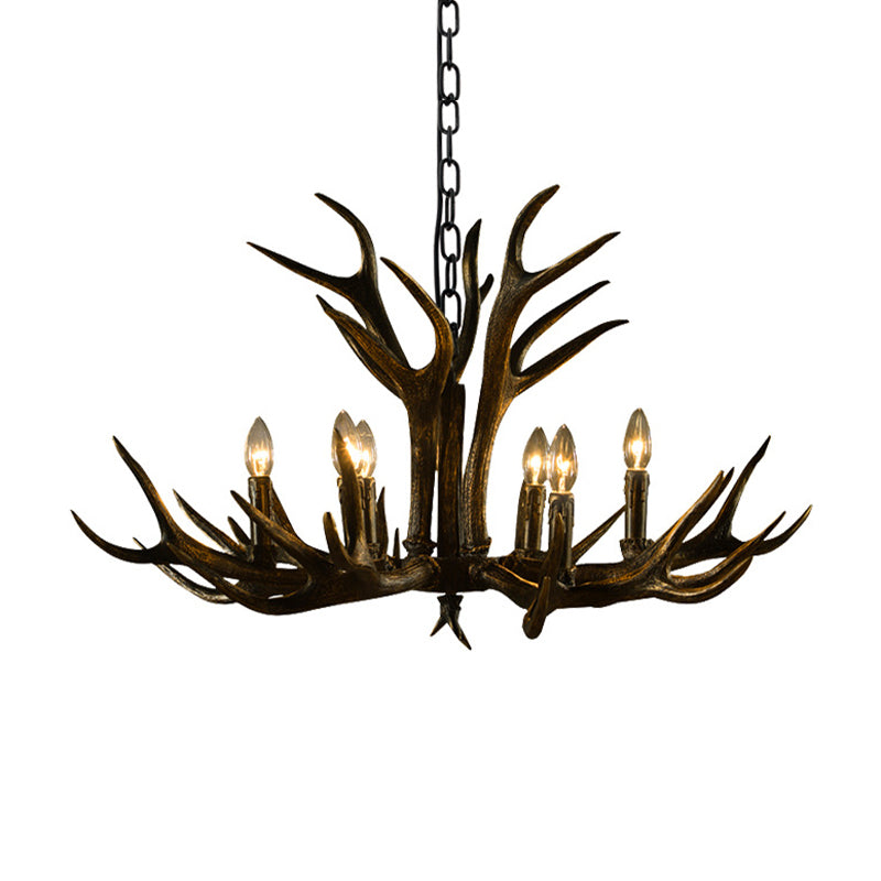 Rustic Resin Chandelier - Black Candle Pendant, 6/8/10 Heads - Perfect for Restaurants, Hanging Ceiling Light