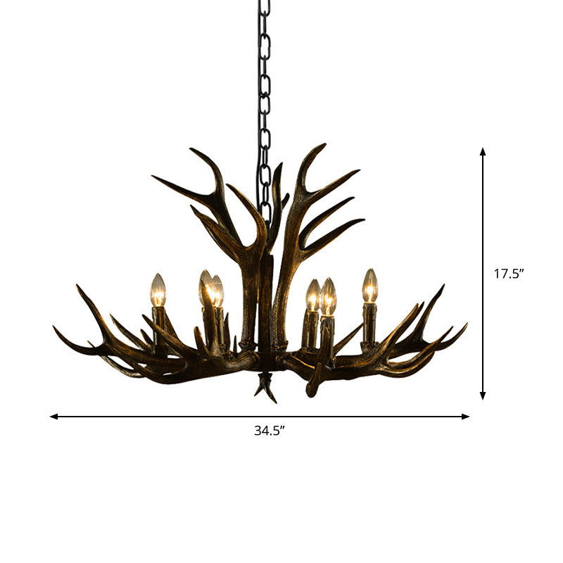 Rustic Resin Chandelier - Black Candle Pendant, 6/8/10 Heads - Perfect for Restaurants, Hanging Ceiling Light