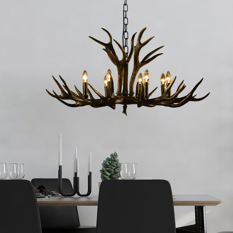 Rustic Resin Chandelier - Black Candle Pendant, 6/8/10 Heads - Perfect for Restaurants, Hanging Ceiling Light