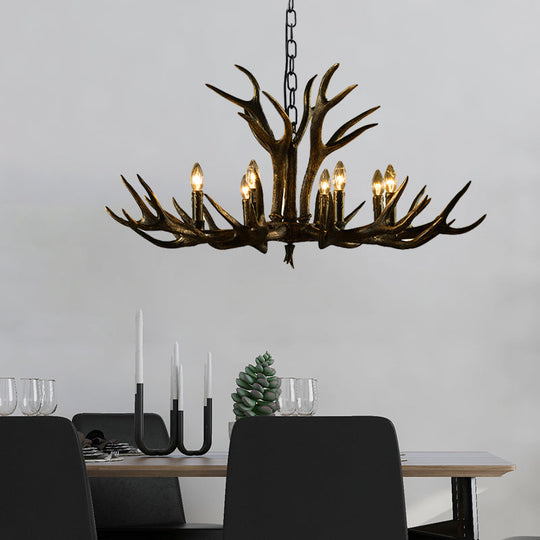 Rustic Resin Chandelier - Black Candle Pendant, 6/8/10 Heads - Perfect for Restaurants, Hanging Ceiling Light