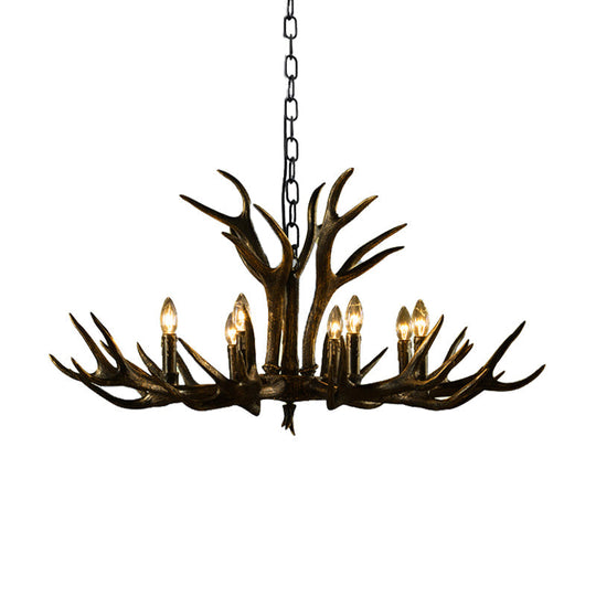 Rustic Resin Chandelier - Black Candle Pendant, 6/8/10 Heads - Perfect for Restaurants, Hanging Ceiling Light