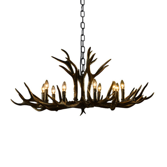 Rustic Resin Chandelier - Black Candle Pendant, 6/8/10 Heads - Perfect for Restaurants, Hanging Ceiling Light