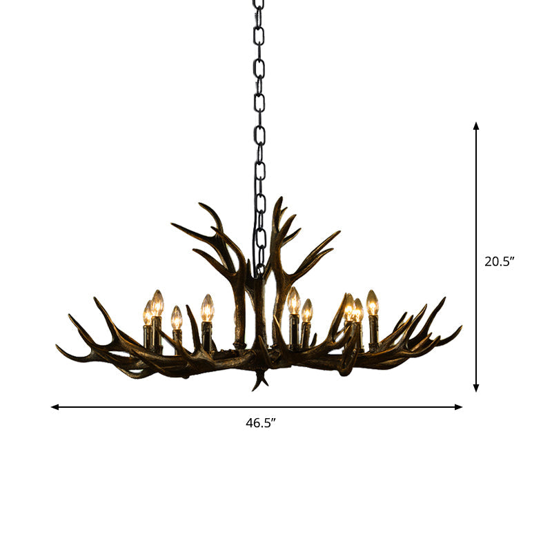 Rustic Resin Chandelier - Black Candle Pendant, 6/8/10 Heads - Perfect for Restaurants, Hanging Ceiling Light