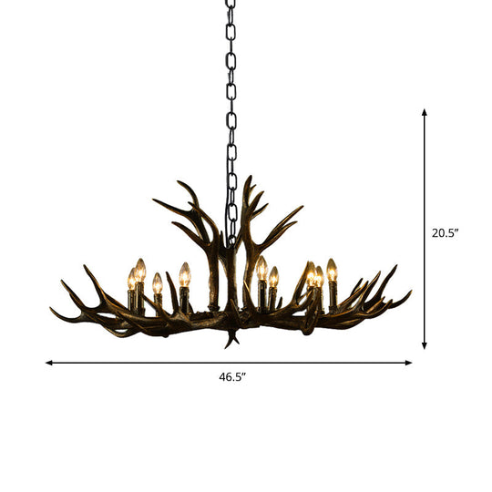 Rustic Resin Chandelier - Black Candle Pendant, 6/8/10 Heads - Perfect for Restaurants, Hanging Ceiling Light