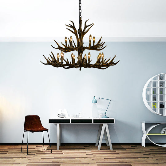 Rustic Resin Chandelier - Black Candle Pendant, 6/8/10 Heads - Perfect for Restaurants, Hanging Ceiling Light