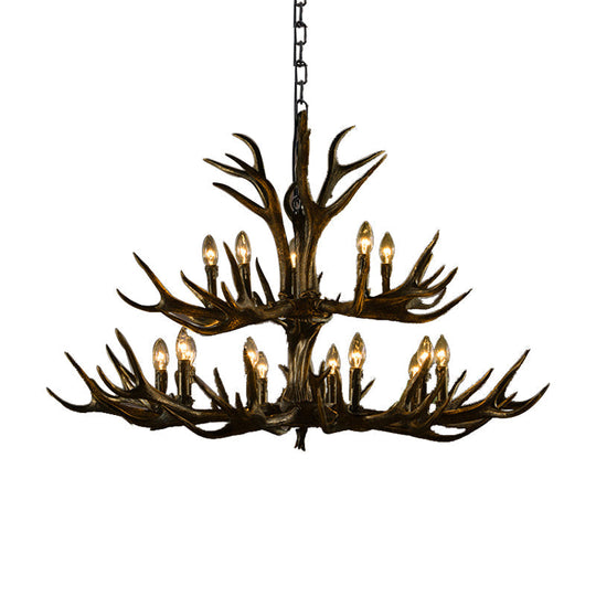 Rustic Resin Chandelier - Black Candle Pendant, 6/8/10 Heads - Perfect for Restaurants, Hanging Ceiling Light