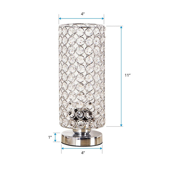 Minimalist Crystal Pole Night Light - Single Chrome Finish Table Lamp for Bedroom