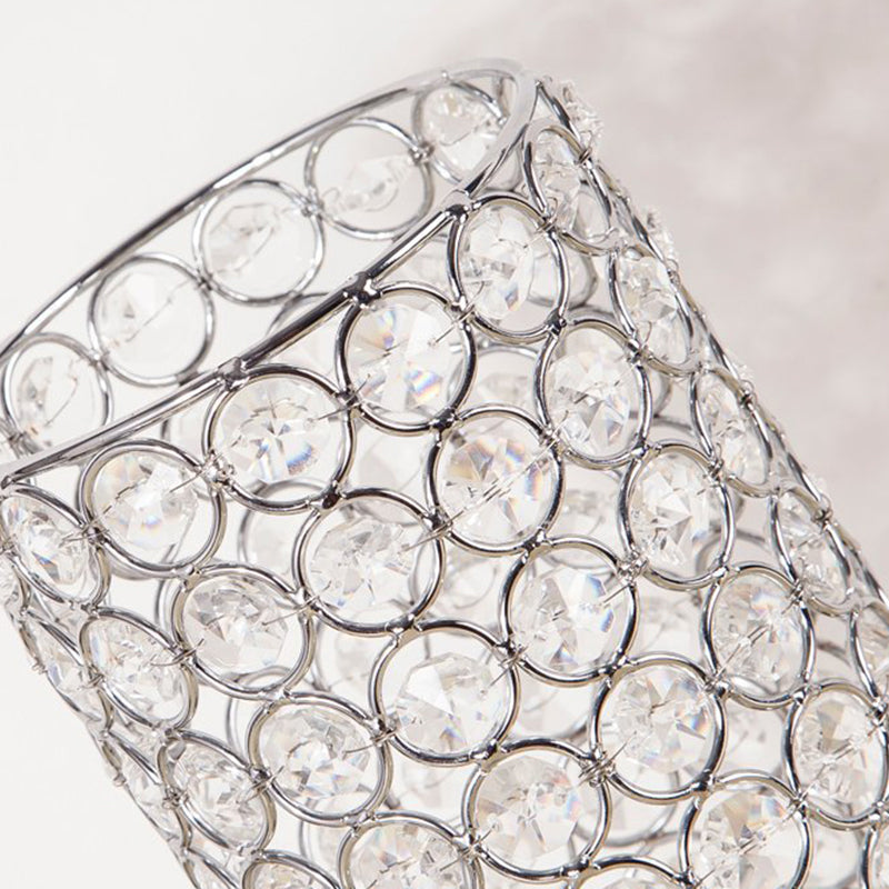 Minimalist Crystal Pole Night Light - Single Chrome Finish Table Lamp for Bedroom