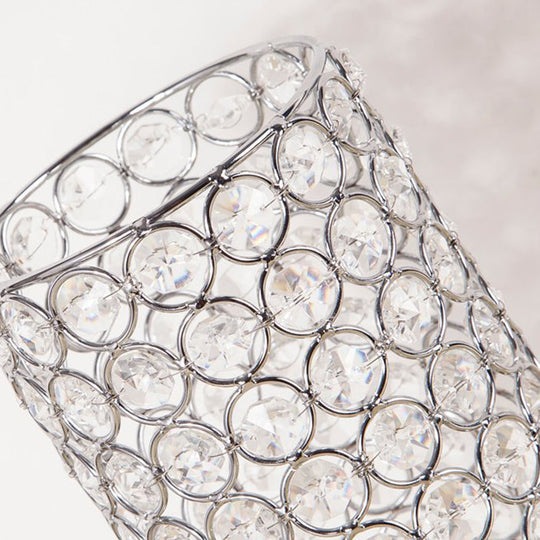 Minimalist Crystal Pole Night Light - Single Chrome Finish Table Lamp for Bedroom