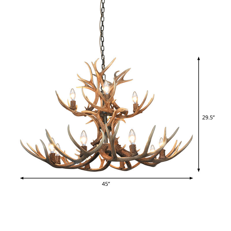 Khaki Resin Candelabra Hanging Chandelier - Traditional Pendant Ceiling Light for Living Room (3/5/6 Lights)