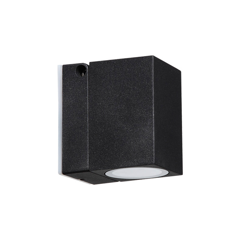 Modern LED Patio Wall Sconce: Rectangular Mini Metal Light Fixture in Black
