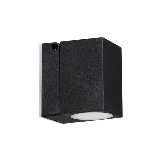 Modern LED Patio Wall Sconce: Rectangular Mini Metal Light Fixture in Black