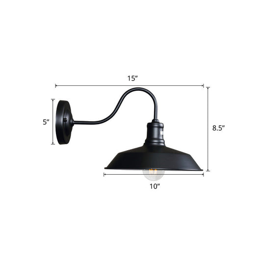 Rustic Metal Black Lampshade Wall Lighting - Outdoor Wall Mount Lamp with Arm