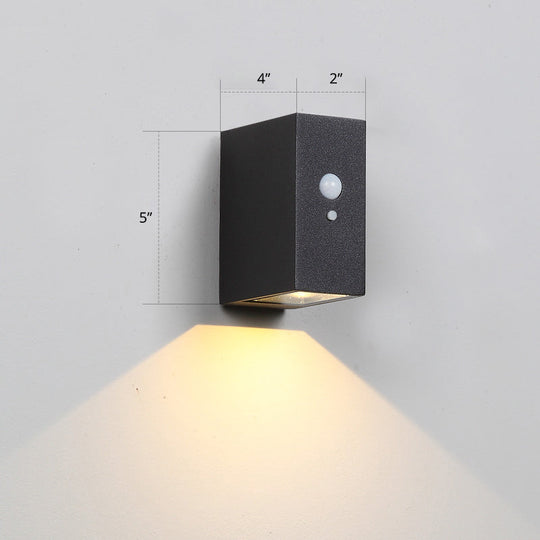 Sleek Metal Black Solar Wall Lamp - Stylish Pathway Lighting