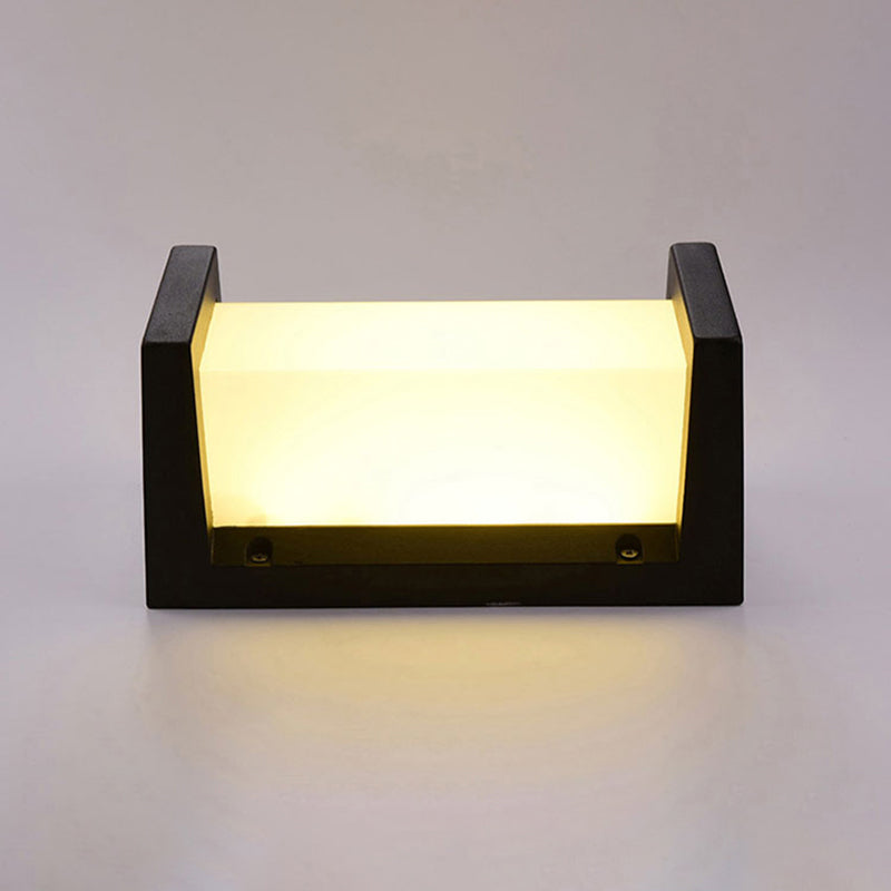 Modern LED Wall Sconce Light for Pathways - Black Aluminum Rectangle Design